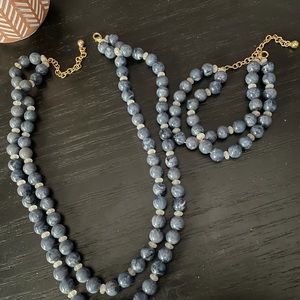 Blue necklace and bracelet set
